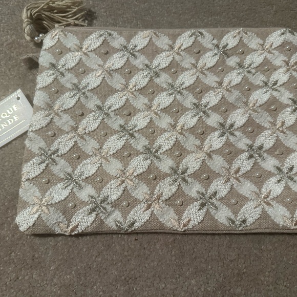 Made in India boho Embellished Cosmetics Bag ivory beige - Picture 4 of 8